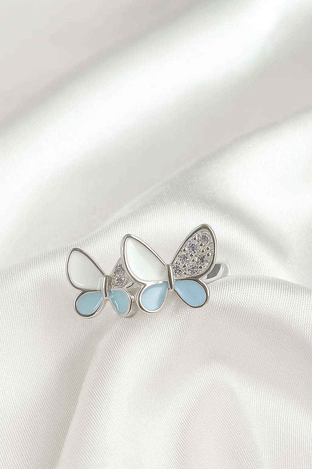Silver Blue Butterfly Bliss Toe Ring