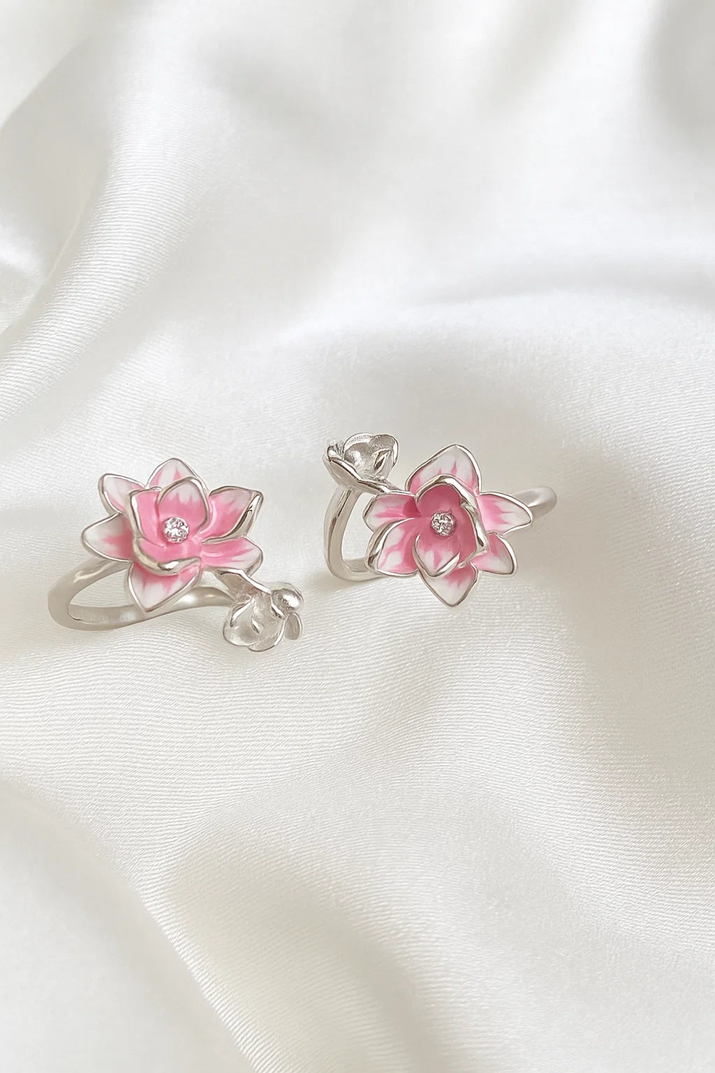 Silver Pink Lotus Bloom Toe Ring