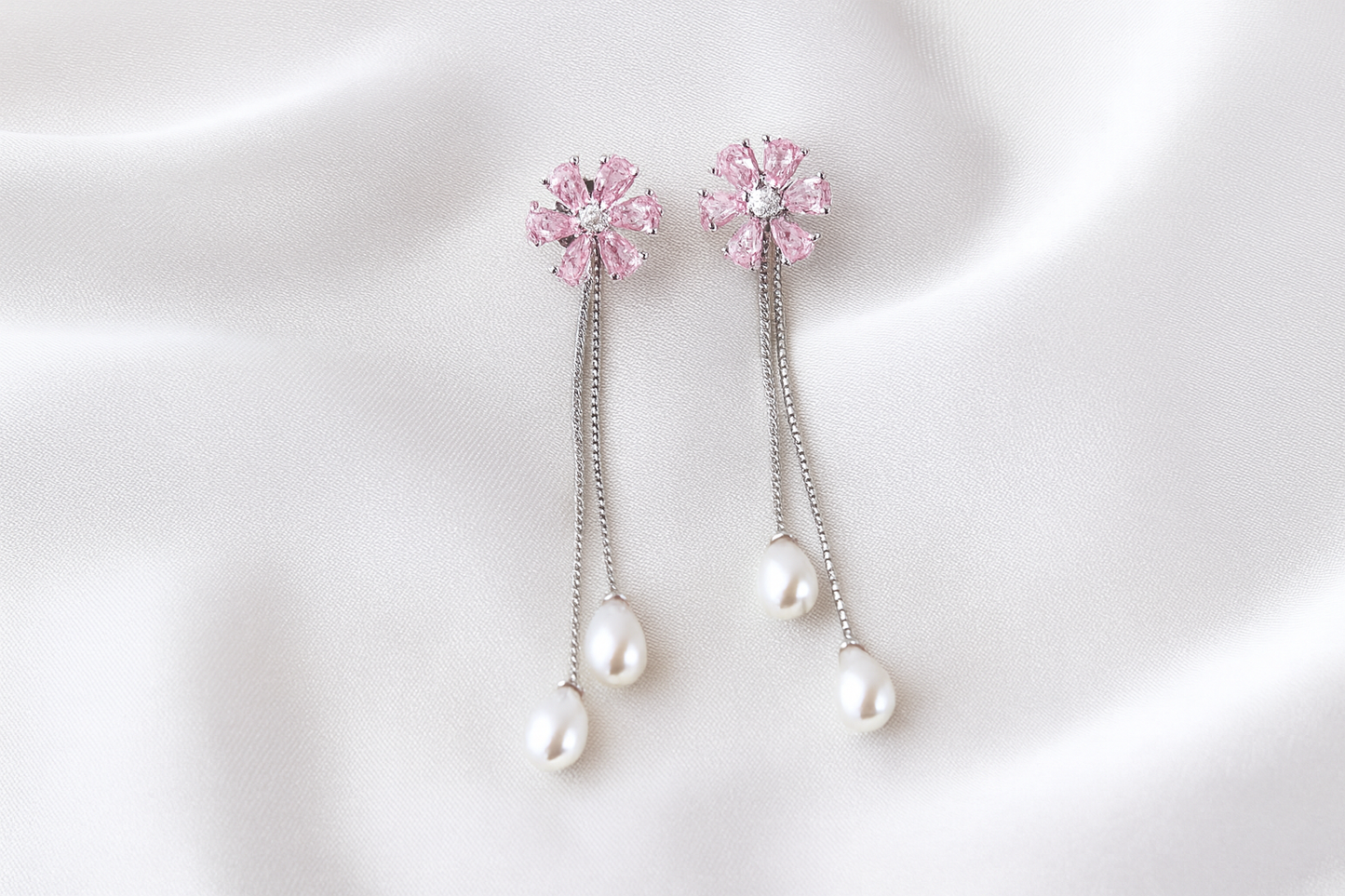 🌸 Blush Bloom Pearl Danglers – S925 Sterling Silver