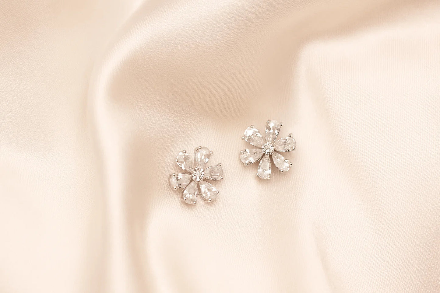 Crystal Bloom Stud Earrings – S925 Sterling Silver