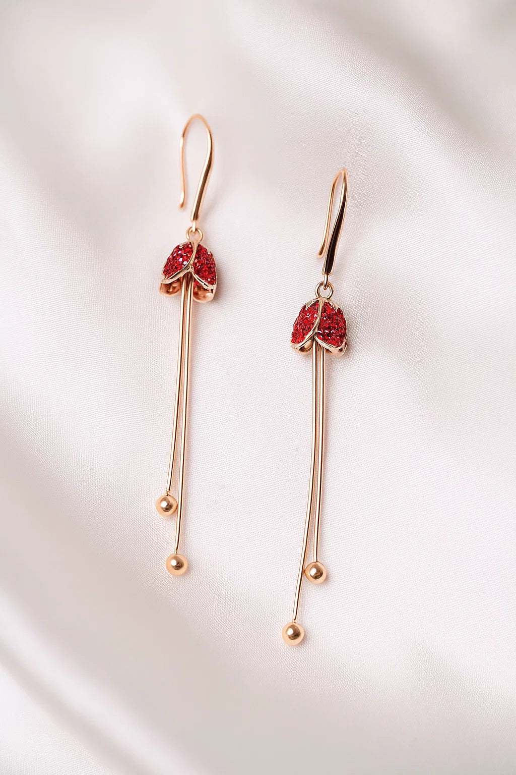 Scarlet Bloom Danglers – S925 Sterling Silver